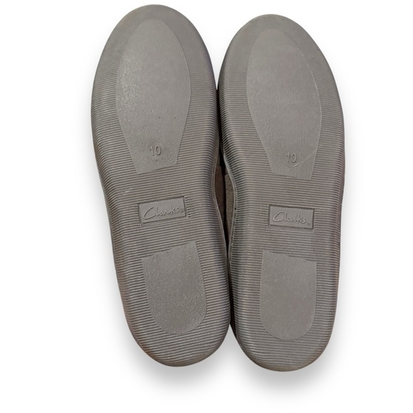 Clarks Tessa Sherling Lined Gray Quilted Suede Leather Slipper Loafers Sz 10 NEW - Picture 5 of 8
